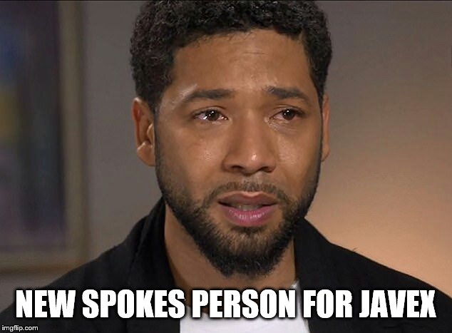 Jussie Smollett | NEW SPOKES PERSON FOR JAVEX | image tagged in jussie smollett | made w/ Imgflip meme maker