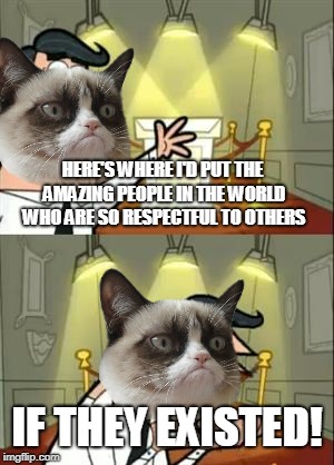 This Is Where I'd Put My Trophy If I Had One Meme | HERE'S WHERE I'D PUT THE AMAZING PEOPLE IN THE WORLD WHO ARE SO RESPECTFUL TO OTHERS IF THEY EXISTED! | image tagged in memes,this is where i'd put my trophy if i had one | made w/ Imgflip meme maker