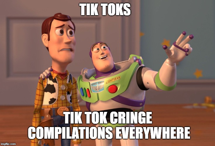 X, X Everywhere Meme | TIK TOKS; TIK TOK CRINGE COMPILATIONS EVERYWHERE | image tagged in memes,x x everywhere | made w/ Imgflip meme maker