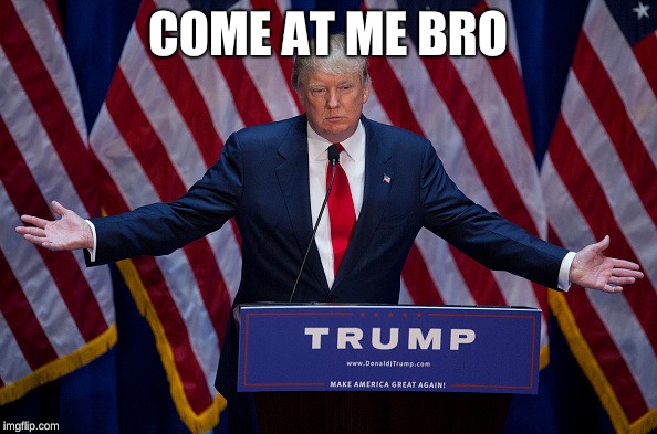 Donald Trump | COME AT ME BRO | image tagged in donald trump | made w/ Imgflip meme maker