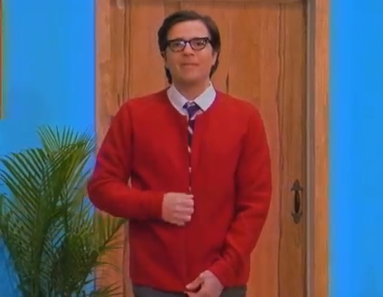 Rivers Cuomo in a cardigan Blank Meme Template