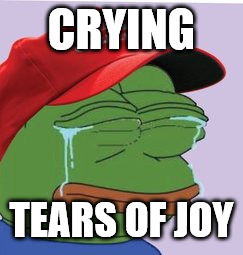 QAnon Pepe | CRYING; TEARS OF JOY | image tagged in qanon pepe | made w/ Imgflip meme maker
