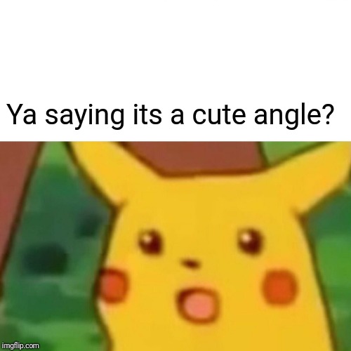 Surprised Pikachu Meme | Ya saying its a cute angle? | image tagged in memes,surprised pikachu | made w/ Imgflip meme maker