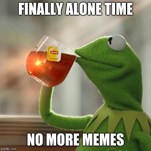 But That's None Of My Business Meme | FINALLY ALONE TIME; NO MORE MEMES | image tagged in memes,but thats none of my business,kermit the frog | made w/ Imgflip meme maker