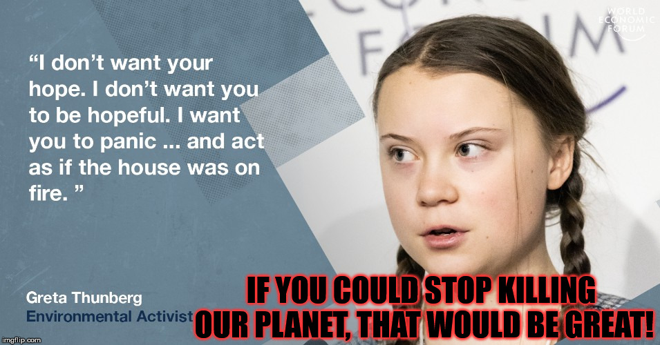 IF YOU COULD STOP KILLING OUR PLANET, THAT WOULD BE GREAT! | image tagged in climate change,global warming,environment,sea,peace on earth | made w/ Imgflip meme maker