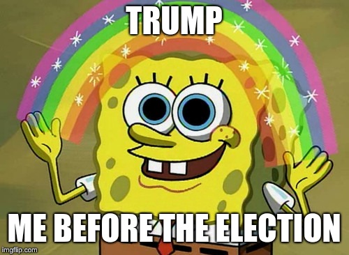 Imagination Spongebob | TRUMP; ME BEFORE THE ELECTION | image tagged in memes,imagination spongebob | made w/ Imgflip meme maker