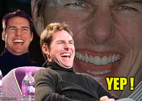 Tom Cruise laugh | YEP ! | image tagged in tom cruise laugh | made w/ Imgflip meme maker