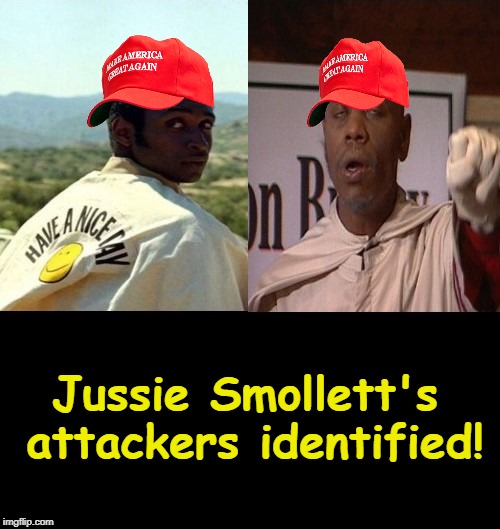 Let's hope that they are brought to justice! *Steps Down From Soapbox* | Jussie Smollett's attackers identified! | image tagged in jussie smollett,hate crime hoax,liberal logic,liberal lunacy,memes | made w/ Imgflip meme maker