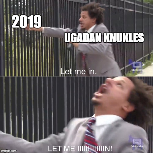 let me in | 2019; UGADAN KNUKLES | image tagged in let me in | made w/ Imgflip meme maker