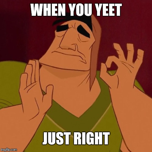 When you just right | WHEN YOU YEET JUST RIGHT | image tagged in when you just right | made w/ Imgflip meme maker