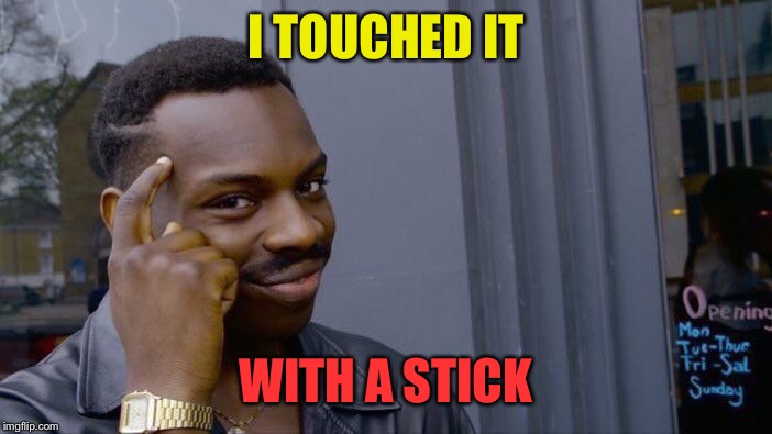 Roll Safe Think About It Meme | I TOUCHED IT WITH A STICK | image tagged in memes,roll safe think about it | made w/ Imgflip meme maker