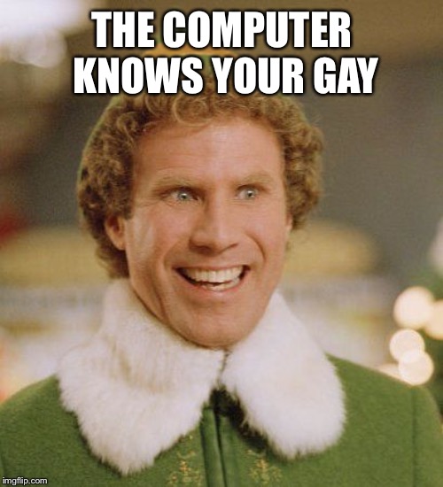 Buddith | THE COMPUTER KNOWS YOUR GAY | image tagged in buddith | made w/ Imgflip meme maker