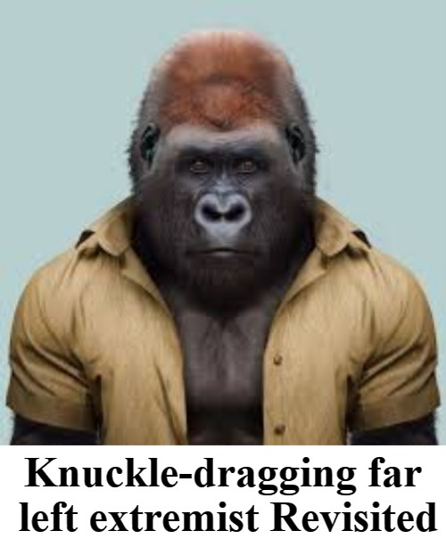 Knuckle-dragging far left extremist Revisited | Knuckle-dragging far left extremist Revisited | image tagged in jussie smollett,jussie do it,lowland lowlife,lowland gorilla,modern neanderthal,knuckle dragger | made w/ Imgflip meme maker