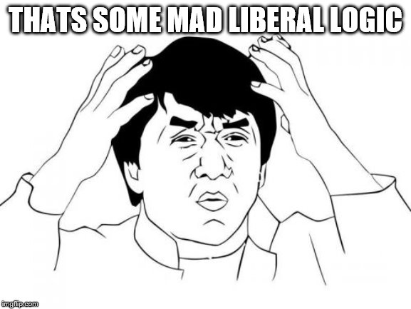 Jackie Chan WTF Meme | THATS SOME MAD LIBERAL LOGIC | image tagged in memes,jackie chan wtf | made w/ Imgflip meme maker
