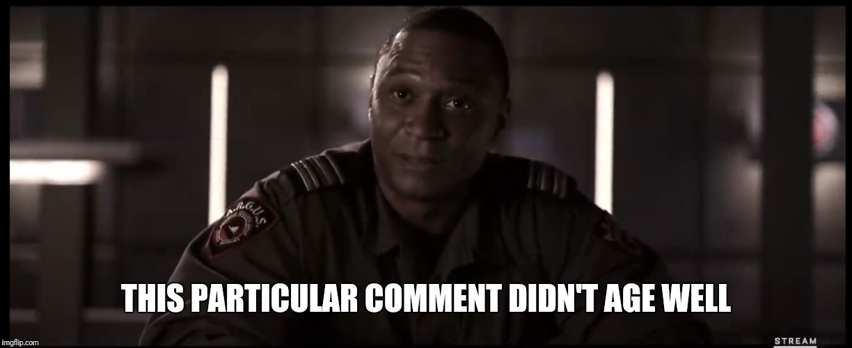 John Diggle comment didn't age too well | THIS PARTICULAR COMMENT DIDN'T AGE WELL | image tagged in john diggle comment didn't age too well | made w/ Imgflip meme maker