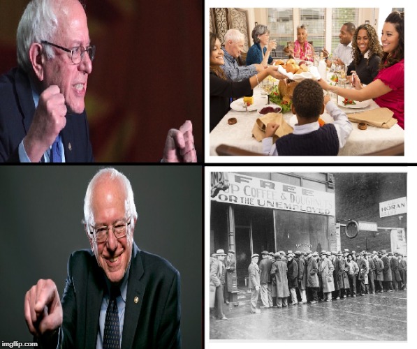 Breadline Bernie | image tagged in breadline,bernie sanders,breadline bernie,politics,american politics | made w/ Imgflip meme maker