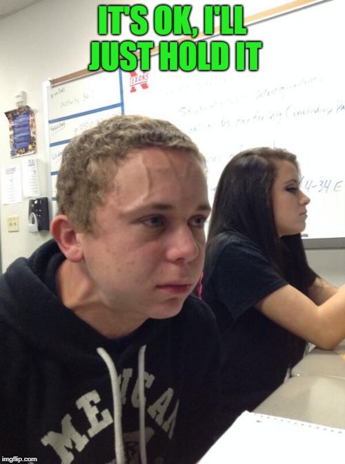 Hold fart | IT'S OK, I'LL JUST HOLD IT | image tagged in hold fart | made w/ Imgflip meme maker