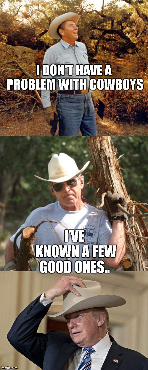 I DON'T HAVE A PROBLEM WITH COWBOYS I'VE KNOWN A FEW GOOD ONES.. | made w/ Imgflip meme maker