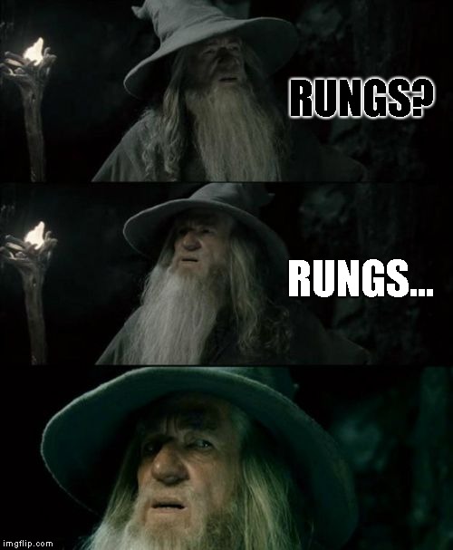 Gandolf I have no memory of this place | RUNGS? RUNGS... | image tagged in gandolf i have no memory of this place | made w/ Imgflip meme maker