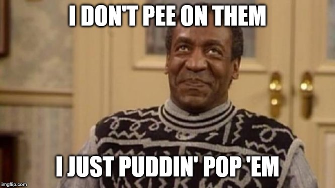 Bill Cosby | I DON'T PEE ON THEM I JUST PUDDIN' POP 'EM | image tagged in bill cosby | made w/ Imgflip meme maker