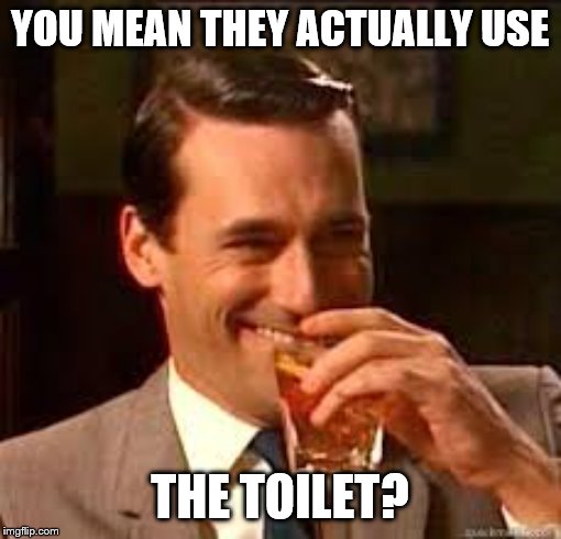 madmen | YOU MEAN THEY ACTUALLY USE THE TOILET? | image tagged in madmen | made w/ Imgflip meme maker