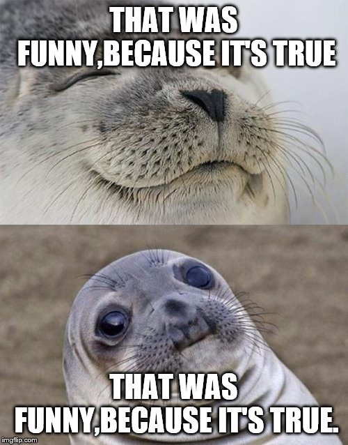 Short Satisfaction VS Truth Meme | THAT WAS FUNNY,BECAUSE IT'S TRUE THAT WAS FUNNY,BECAUSE IT'S TRUE. | image tagged in memes,short satisfaction vs truth | made w/ Imgflip meme maker