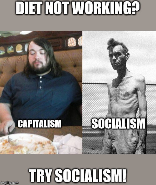Socialism Diet | DIET NOT WORKING? CAPITALISM; SOCIALISM; TRY SOCIALISM! | image tagged in fatty,starving | made w/ Imgflip meme maker