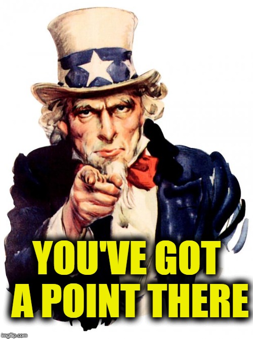 Uncle Sam Meme | YOU'VE GOT A POINT THERE | image tagged in memes,uncle sam | made w/ Imgflip meme maker