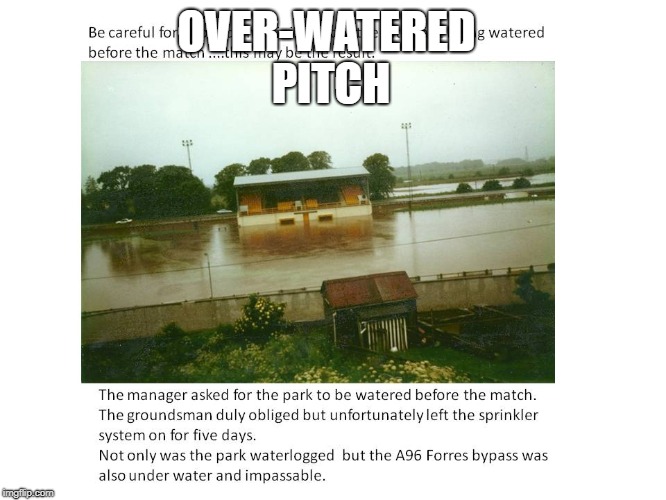 OVER-WATERED PITCH | image tagged in pitch sprinkler left on overnight | made w/ Imgflip meme maker