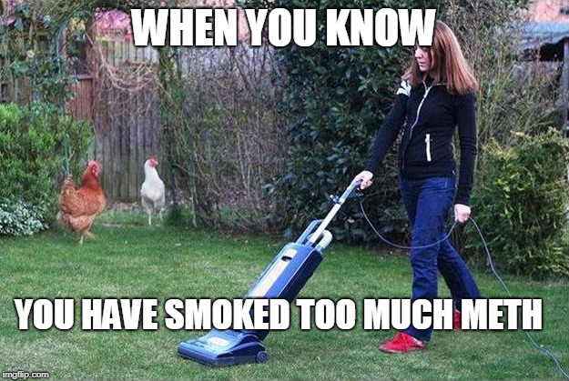 SWEEPING THE GRASS? | WHEN YOU KNOW; YOU HAVE SMOKED TOO MUCH METH | image tagged in grass vacuum,meth,vacuum cleaner | made w/ Imgflip meme maker