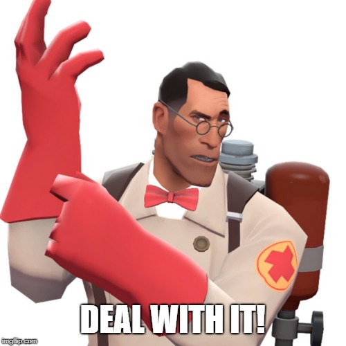 tf2 medic | DEAL WITH IT! | image tagged in tf2 medic | made w/ Imgflip meme maker