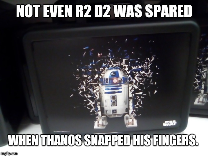 Infinity Star Wars | NOT EVEN R2 D2 WAS SPARED; WHEN THANOS SNAPPED HIS FINGERS. | image tagged in marvel cinematic universe,star wars,avengers infinity war | made w/ Imgflip meme maker