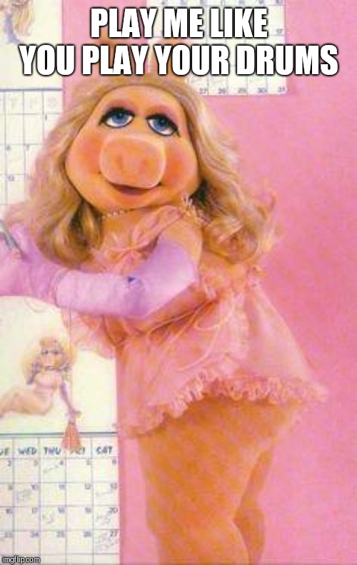 Miss Piggy | PLAY ME LIKE YOU PLAY YOUR DRUMS | image tagged in miss piggy | made w/ Imgflip meme maker
