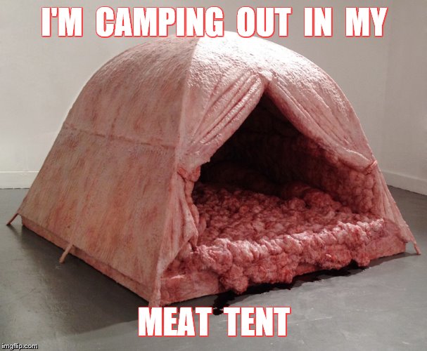I'M  CAMPING  OUT  IN  MY MEAT  TENT | made w/ Imgflip meme maker