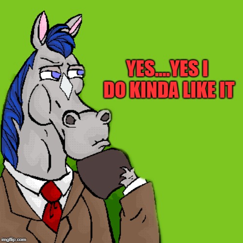 horse | YES....YES I DO KINDA LIKE IT | image tagged in horse | made w/ Imgflip meme maker