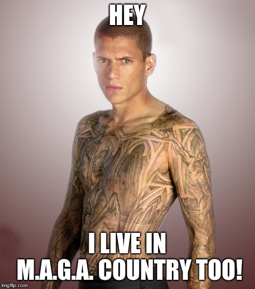 Prision Break | HEY I LIVE IN M.A.G.A. COUNTRY TOO! | image tagged in prision break | made w/ Imgflip meme maker