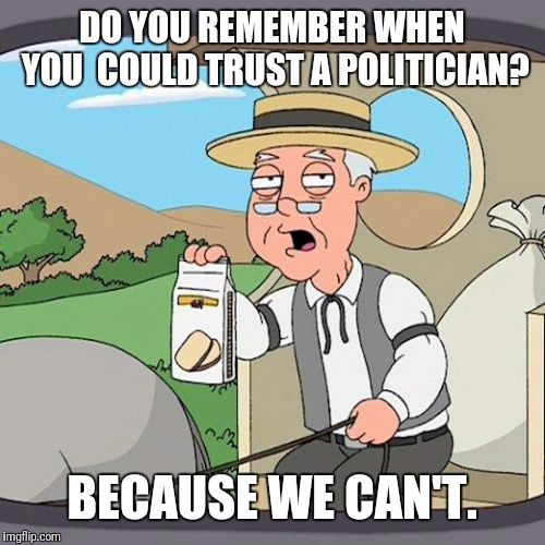 Pepperidge Farm Remembers | DO YOU REMEMBER WHEN YOU  COULD TRUST A POLITICIAN? BECAUSE WE CAN'T. | image tagged in memes,pepperidge farm remembers,politics,political meme,politician | made w/ Imgflip meme maker