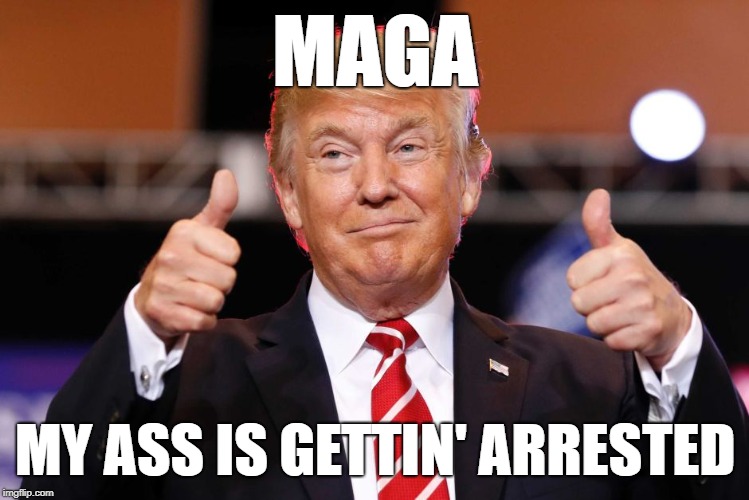 So THAT'S what it stands for... | MAGA; MY ASS IS GETTIN' ARRESTED | image tagged in donald trump,maga,trump russia collusion | made w/ Imgflip meme maker