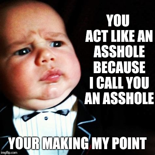 Real Talk | YOU ACT LIKE AN ASSHOLE BECAUSE I CALL YOU AN ASSHOLE; YOUR MAKING MY POINT | image tagged in new,funny | made w/ Imgflip meme maker