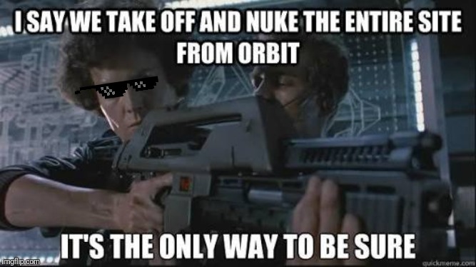 Nuke it from orbit | image tagged in funny alien,funny ripley | made w/ Imgflip meme maker