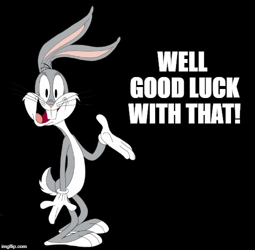joke bunny | WELL GOOD LUCK WITH THAT! | image tagged in joke bunny | made w/ Imgflip meme maker