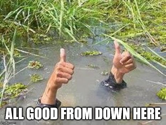 FLOODING THUMBS UP | ALL GOOD FROM DOWN HERE | image tagged in flooding thumbs up | made w/ Imgflip meme maker