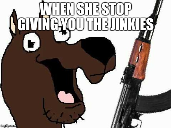 Raggy  | WHEN SHE STOP GIVING YOU THE JINKIES | image tagged in ruh roh | made w/ Imgflip meme maker