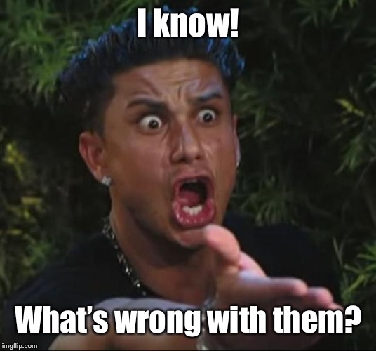 DJ Pauly D Meme | I know! What’s wrong with them? | image tagged in memes,dj pauly d | made w/ Imgflip meme maker