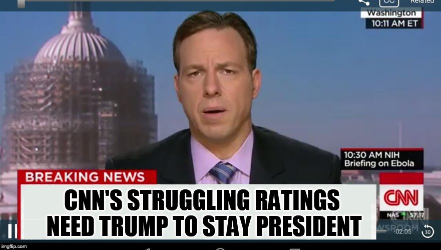 cnn breaking news template | CNN'S STRUGGLING RATINGS NEED TRUMP TO STAY PRESIDENT | image tagged in cnn breaking news template | made w/ Imgflip meme maker