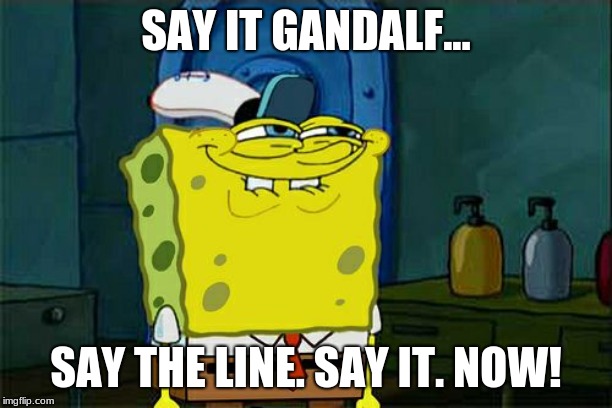 Don't You Squidward Meme | SAY IT GANDALF... SAY THE LINE. SAY IT. NOW! | image tagged in memes,dont you squidward | made w/ Imgflip meme maker