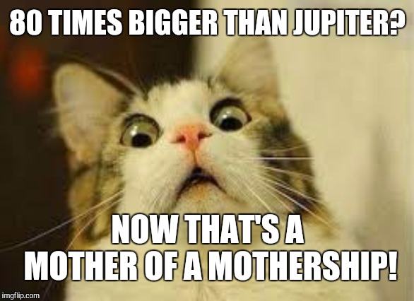  80 TIMES BIGGER THAN JUPITER? NOW THAT'S A MOTHER OF A MOTHERSHIP! | image tagged in wow cat 3 | made w/ Imgflip meme maker