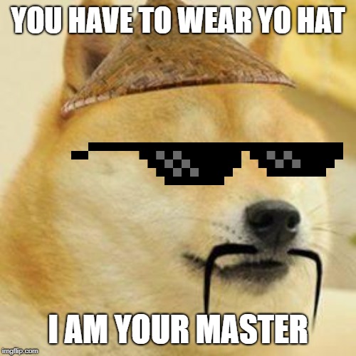 asian doge | YOU HAVE TO WEAR YO HAT; I AM YOUR MASTER | image tagged in asian doge | made w/ Imgflip meme maker