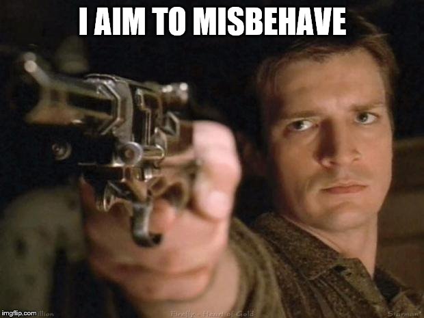 Firefly | I AIM TO MISBEHAVE | image tagged in firefly | made w/ Imgflip meme maker