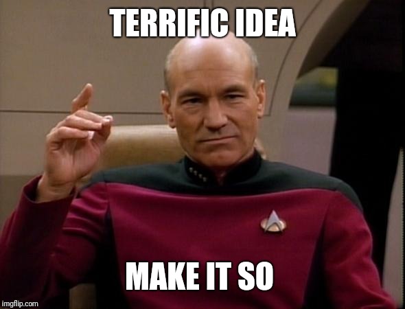 Picard Make it so | TERRIFIC IDEA MAKE IT SO | image tagged in picard make it so | made w/ Imgflip meme maker
